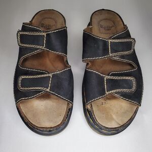 Dr Martens Men's Black Leather Sandals with Velcro Straps Size 12